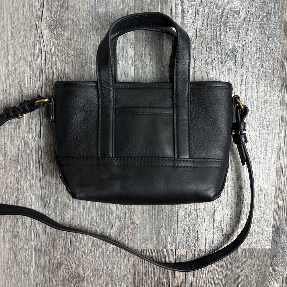 J. CREW MINI MONTAUK LEATHER MICRO CROSSBODY TOTE PURSE BAG BA140 BLACK NWT
